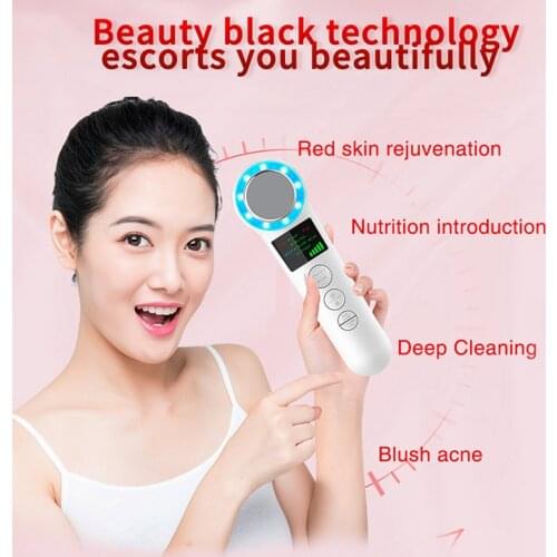 Newly Hot Cold Face Skin Care Device LED Massager Iontophoresis Facial Beauty Instrument Skincare Tools
