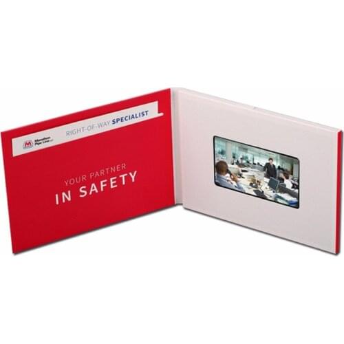 Professional custom free printing 4.3inch Video screen Fashion Design Greeting Cards support mp3 mp4 with pocket video brochure