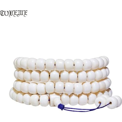 Handcrafted Genuine Tibetan Yak Bone Mala Buddhist 108 Prayer Beads Mala Tibetan Bone Mala 108 beads