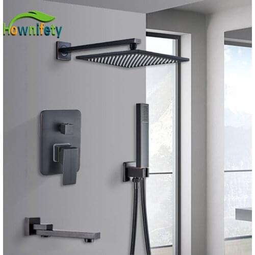ORB Shower Faucet Rainfall Shower Head ABS Plastic Hand Shower Wall Mount Waterfall/Rotation/Stream Tub Faucets Baht Hot Cold