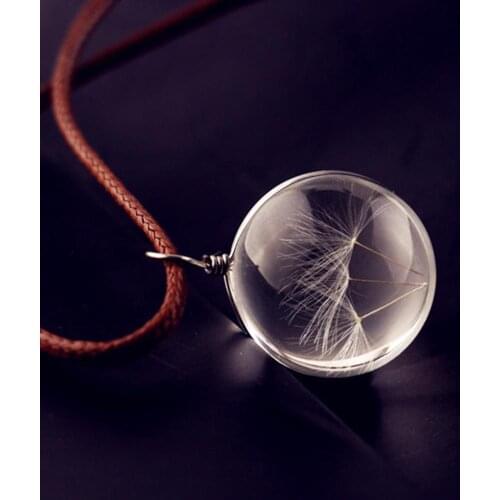 Stylish Dandelion Glass Ball Pendant Necklace Car Interior Hanging Ornament