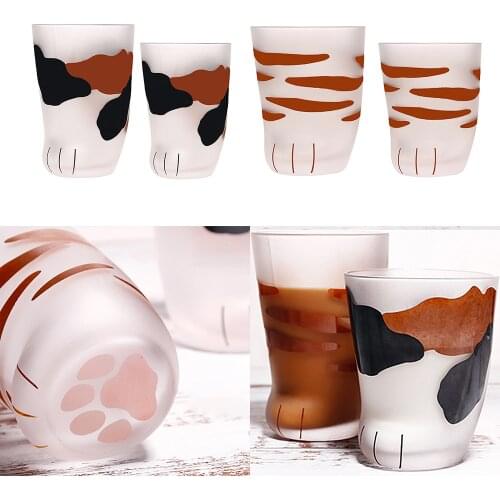 230/300ml Mug Heat-Resistant Glass Cat Cup Tiger Paws Office Matte Cat Paws Creative Milk Coffee Cup Cute Children Drink Bottle