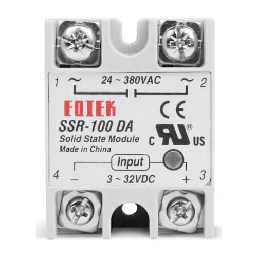 Solid State Module Relay SSR 100DA 100A Single Phase 3-32V 12V DC To 24-380V 220V AC For Temperature Controller