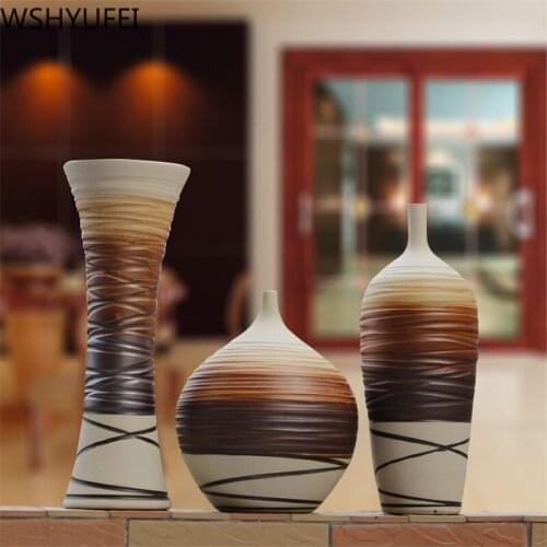 WSHYUFEI Jingdezhen Vintage handmade Vase Ceramic Vase Flower Pot Living room table artwork Chinese Classical home decorations