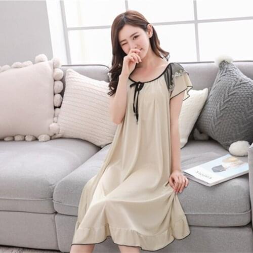 Women Maxi Long Loungewear Sexy Nightgown Ruffle Big Swing Vestido Patchwork Plus Size Lounge Sleep Shirt Drawstring Housecoat