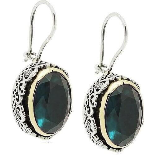 Aquamarine Blue Cubic Zirconia Silver Women 'S Earrings Authentic