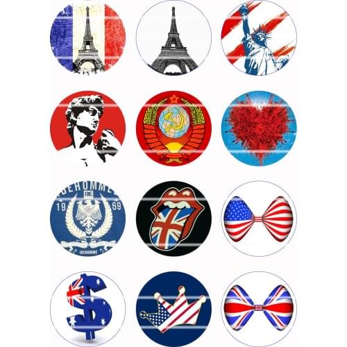 Handmade Colorful picture Round Glass Cabochons Refrigerator magnet for Necklace Decoration and Phone Chain Accessaries66