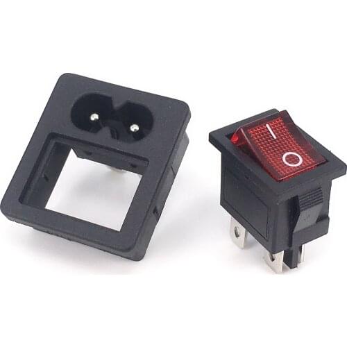 5Pcs IEC320 C8 Black 2 Terminal Power Plug Inlet Socket AC 250V 2.5A