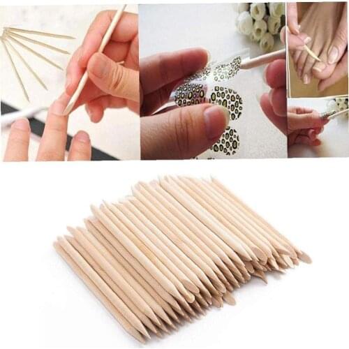 100/50pc Nail Wooden Cuticle Pusher Nail Art Stickers Orange Wood Sticks Cuticle Removal Pedicure Professional Nail Art Tool Set