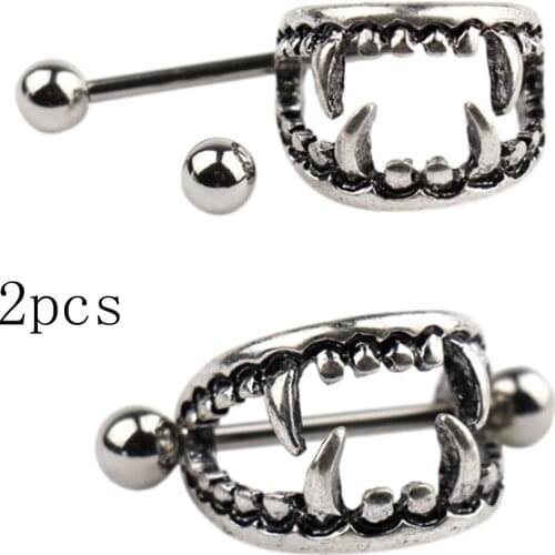 2pcs Piercing Nipple Women Fashion Stainless Steel Body Gem Paved Circle Shield Rings Jewelry For Women Girls