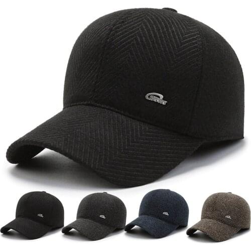 2021 Winter Woolen Hat Mens Spring and Autumn Outdoor Baseball Cap Casual Breathable Sun-covered Cap Stripe Dad Hat Keep Warm