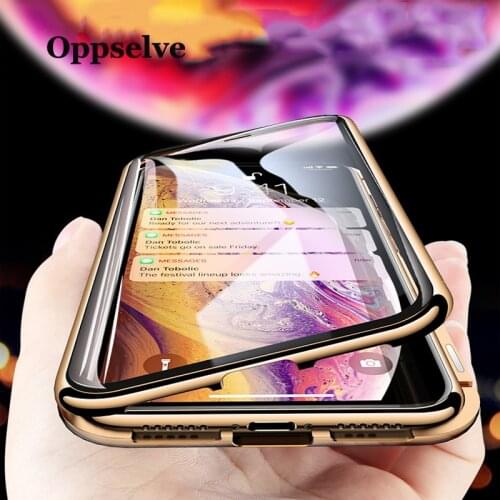 360 Double Sided Glass Magnetic Phone Case For iPhone XR XS Max X Metal Magnet Tempered Glass For iPhone 8 7 6 6S Plus Capinhas