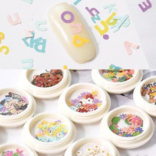 1 box 50pcs Wood Sequins Japanese 3D Flower Colorful Leaf Nail Parts Decoration Nail Art Nail Salon
