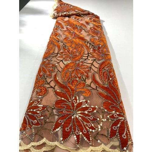 Africa Nigeria Lace Flannel Embroidered Sequin French Mesh Design DIY Banquet Party Wedding Dress Skirt Sewing Fabric 5 Yards