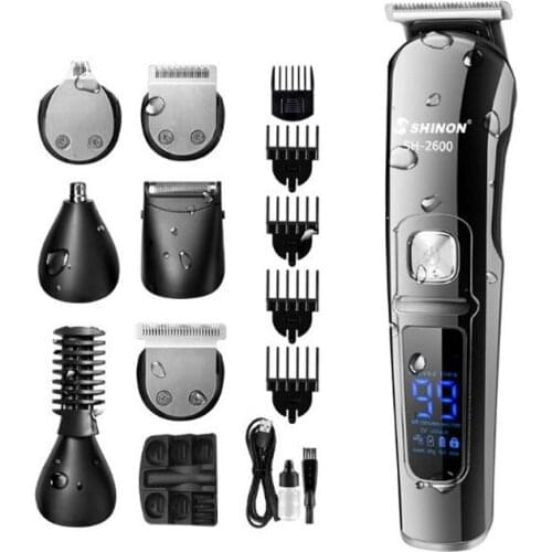 Cordless hair trimmer rechargeable hair clipper haircut LCD beard trimmer nose trimmer hair remover shaver washable clipper