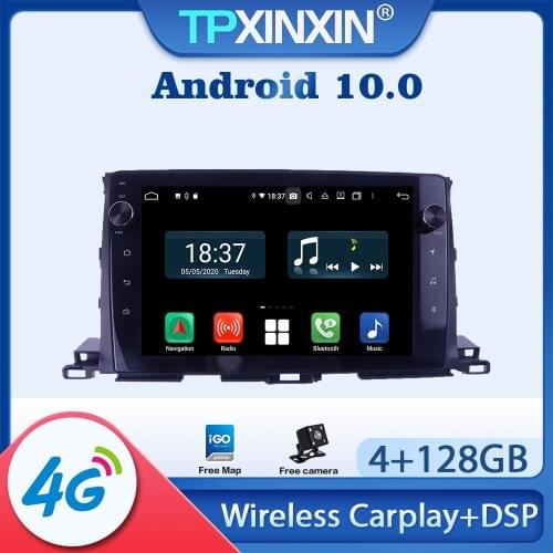 Android 10.0 For Toyota Highlander 2014 - 2018 Car Radio Multimedia Video Audio Recorder DVD Player Navigation HeadUnit GPS 2din