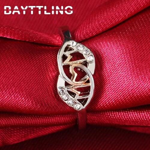 BAYTTLING CZ Zircon 925 Sterling Silver Golden Ring 6#7#8#9# MOM Ring For Women Fashion Luxury Engagement Jewelry