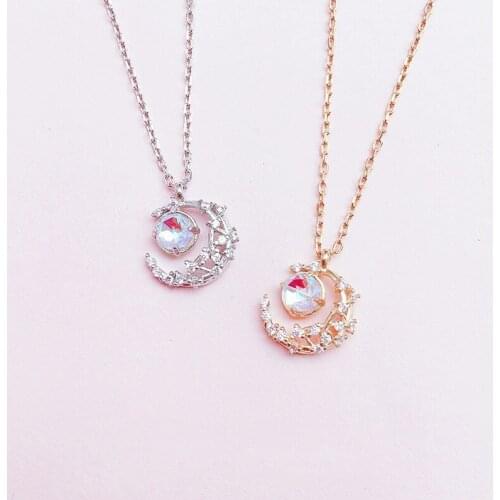 New Fashion Trendy Women Jewelry Crescent Pendant Moon Necklace 925 Sterling Silver Luxury Jewelry Best Quality Wholesale Bulk