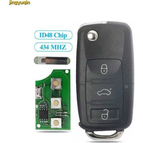 Jingyuqin 3 Button Flip Remote Car Key 1J0959753DA/AH 1K0959753G 434MHZ ID48 Chip For VW PASSAT Polo Skoda Seat Polo Golf Beetle