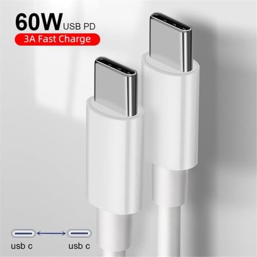 ILEPO PD Data Cable USB C To USB Type C 60W Fast Charging Cable For Samsung S21 ultra Xiaomi Poco X3 Redmi Note 10 Fast Charger