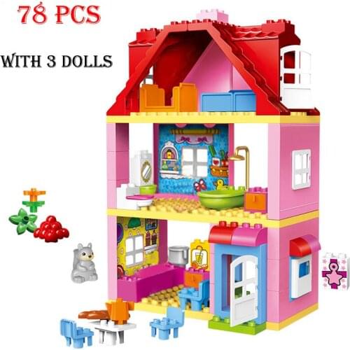 Girl Friends Compatible Big Size Classic Princess Pink Villa Building Blocks House Model DIY Brick Toy For Children Gift