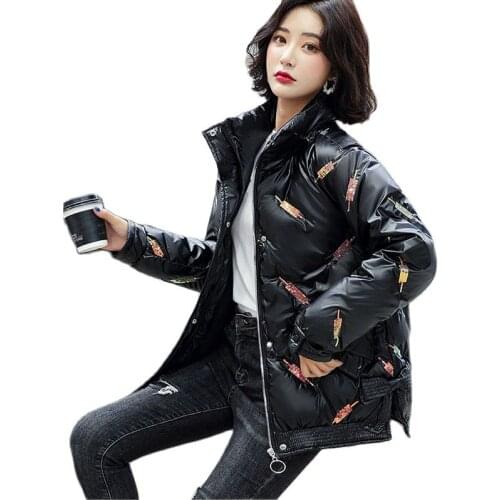 Autumn Winter Short Jacket Women Thick Warm Down Cotton Coat Female Embroidered Sequins Parka Mujer Fashion Plus Size Overcoat