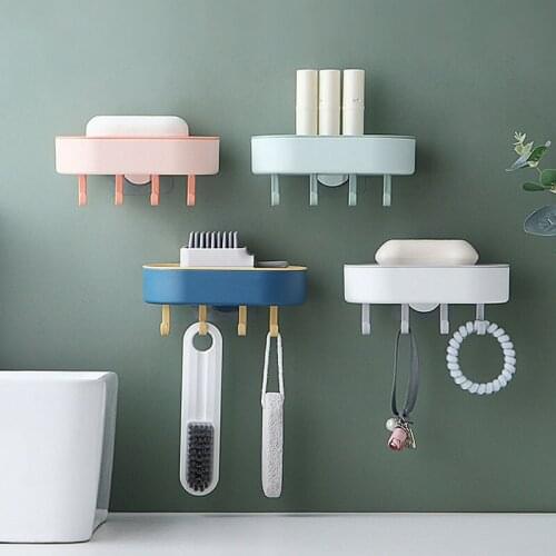 Multifunctional Drain Rack Soap Holder Organizers Storage Rack Hooks Bathroom Accessories Wall Hanging Soap Box Soap Tray