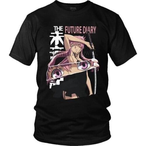 Yuno Gasai Mirai Nikki T-shirt Men Graphic T Shirt Short Sleeve Japan Manga Future Diary Tshirt Cotton Tees Top Clothing