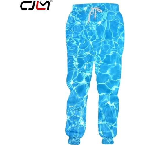 CJLM Personality Big Size 5XL Mens Sweatpants 3D Blue Water New Man Pants Printed Ocean wave Web Clothing Drop Shipping