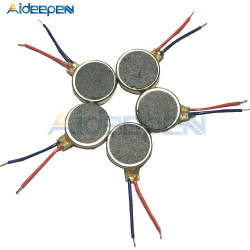 5PCS 12000RPM Small Size DIY Kit 0834 0827 1027 Iron Coin Flat Vibrating Micro Motor DC 3V 8mm 70mA Max For Pager and Cell Phone