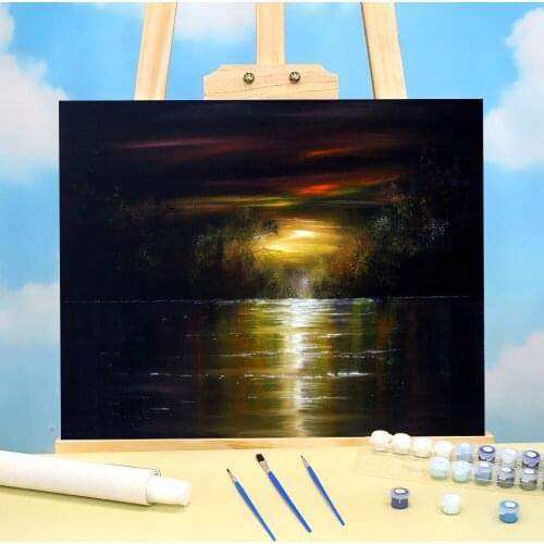 Natural Scenery Moonlight Shadows Coloring By Painting Complete Kit Acrylic Paints 40*50 Paiting By Handicraft