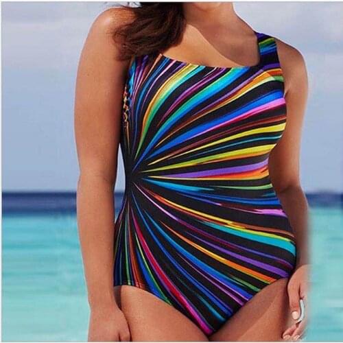 New Sexy Striped One Piece Large Swimsuits Body Closed Plus Size Swimwear Female Bathing Suit For Pool Beach Women Swimming Suit