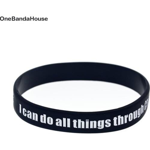 OBH 50PCS Jesus Silicone Wristband Says I can do all things through christ who strengthens me