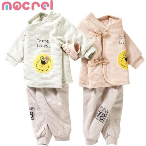 Baby Girl Clothes Muslin Clothes For Children Babys Rompers Coming Home Outfit Winter Baby Thermal Underwear Two-Piece Suit