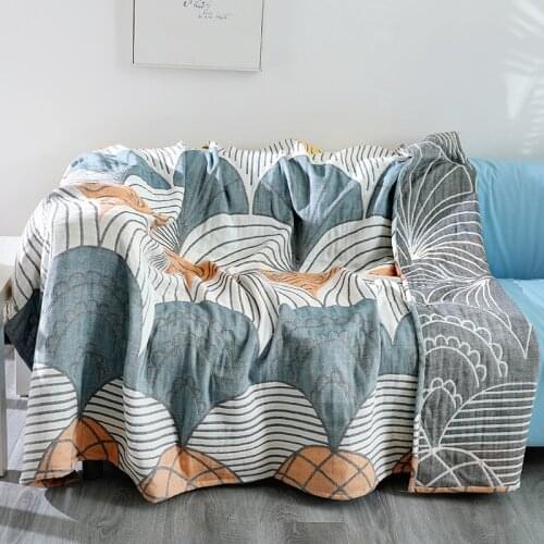 Stripe 100% Cotton Muslin Summer Throw Blanket Cover For Sofa Nordic Printed Warm Bedspread Blankets For Bed 150x200