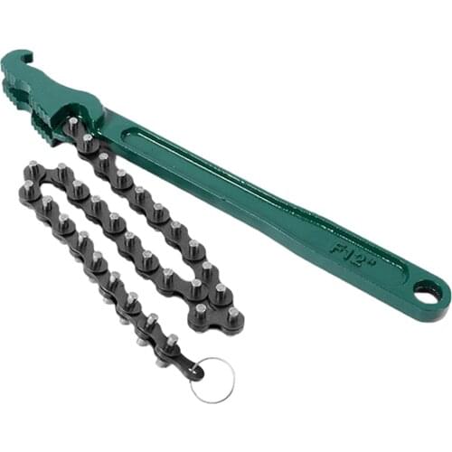 12 inch Carbon Steel Adjustable Oil Filter Wrench Universal Chain Style 40-150mm