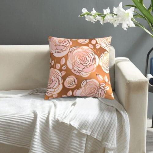 Luxury Palepink Gold Abstract Rose Flowers Seamless Pattern pillowcase printed cushion cover sofa waist pillow pillow cover