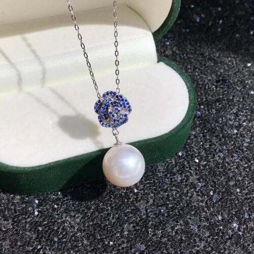 Rose Flower DIY Mount 925 Sterling Silver Pendant Base Settings Mountings Findings Parts for Pearl Crystal Jade Agate 5pcs/lot