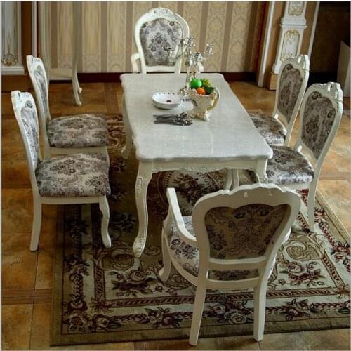 Modern Style Italian Dining Table, 100% Solid Wood Italy Style Natural marble Luxury Dining Table Set 6 chairs o1108