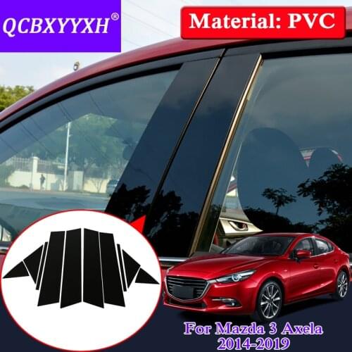 QCBXYYXH Car Styling Window Trim For Mazda 3 Axela 2014-2019 PVC Glass Window Garnish Pillar Middle Sticker Decoration Film