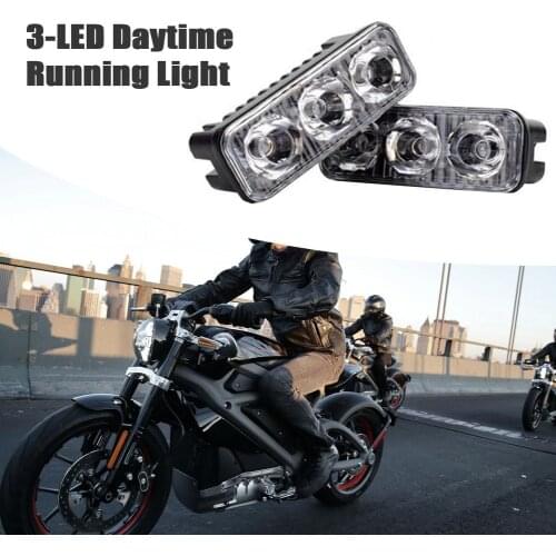 3-LED Bulb Warning Strobe Lights 12v Double Insulation Energy-efficient 6000K To 6700K Daytime Running Light For Cars Motorcycle