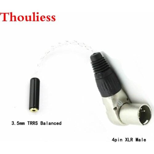 Thouliess 10cm Silver Plated L Right Angle 4pin XLR Male to 2.5mm Trrs Balanced Female HIFI Audio Adapte Cable