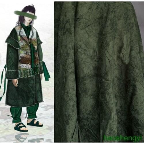 High quality dark green fold folding texture two-color nylon autumn and winter windbreaker fabric / half price