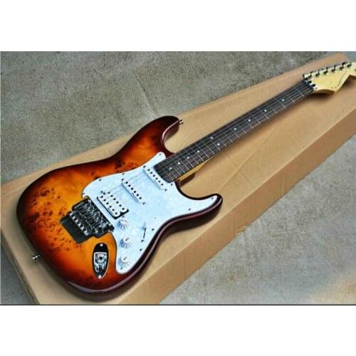 Top quality FPST-1068 VS color solid body burls garin cover white pickguard Flyd rose tremolo electric guitar, Free shipping