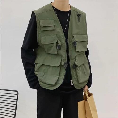 Japanese Trendy Brand Functional Tactical Tooling Multi-pocket Rap Vest Trend Thin Net Red Vest Vest Waistcoat