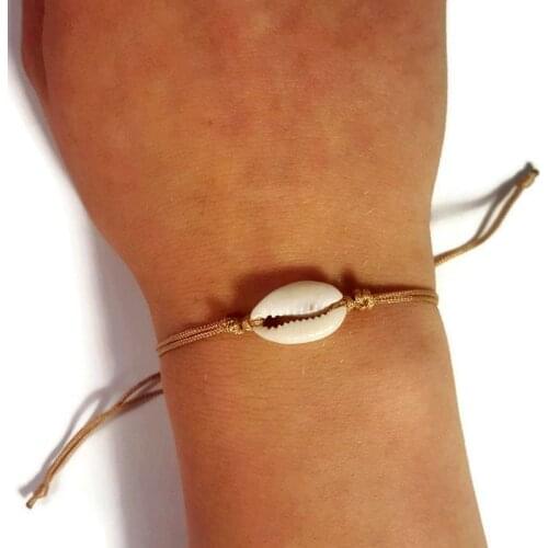 2018 New Arrival Hot Bohemian Hand Jewelry Black and Brown Color Cord Nature Shell Handmade Bracelet for Women