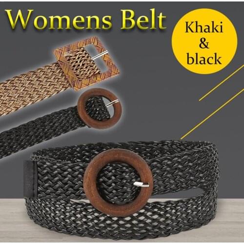 Women Vintage Hollow Woven Women Belt Decoration Ethnic Style Round Buckle Wild Dress Accessories Waistband