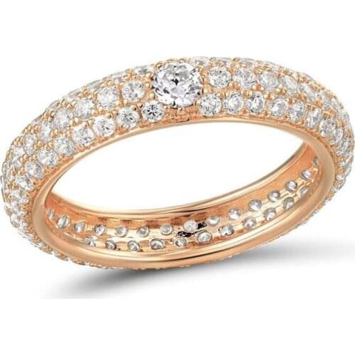 Size 6-10 Luxury Jewelry 925 Sterling Silver Pave White AAAAA Cubic Zircon Party Promise Women Wedding Engagement Band Ring Gift