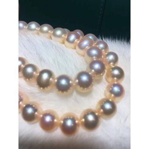 D109 Pearls Necklaces Fine Jewelry Natural Fresh Water 8-9 Champagne Peals Necklaces for Women Fine Pearls Necklaces