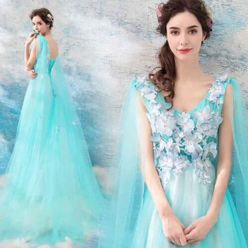 Custom Wedding Blue Luxury Party Bridal Dress V Neck Back Strap Evening Formal Dress Birthday Gift For Women Plus Size 5XL 4XL